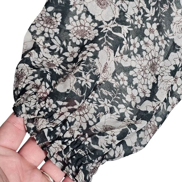 Cabi Floral Bianca Peasant Blouse Lined Long Sleeve Split V-Neck Flowy‎ Women M - Picture 5 of 8